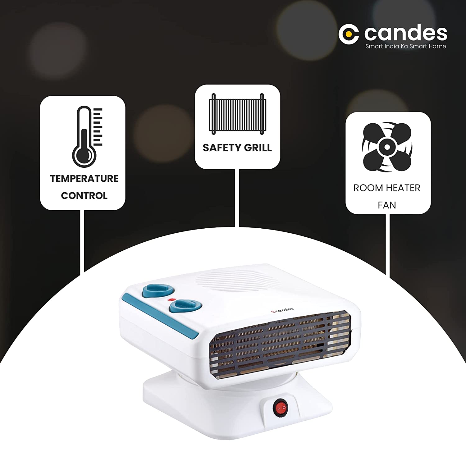 Candes Gloster All in One Silent Blower Fan Room Heater, 2000 W (White) - view 5