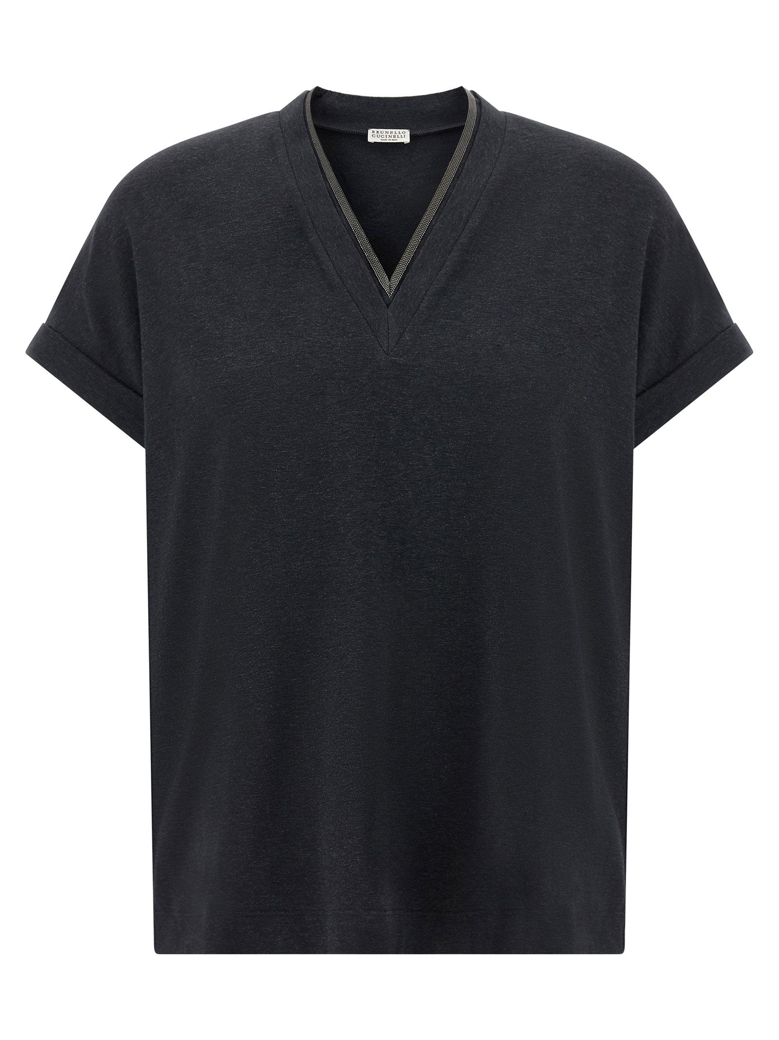 Brunello Cucinelli Shiny Trims T-shirt – 93% cotton, 7% elastane