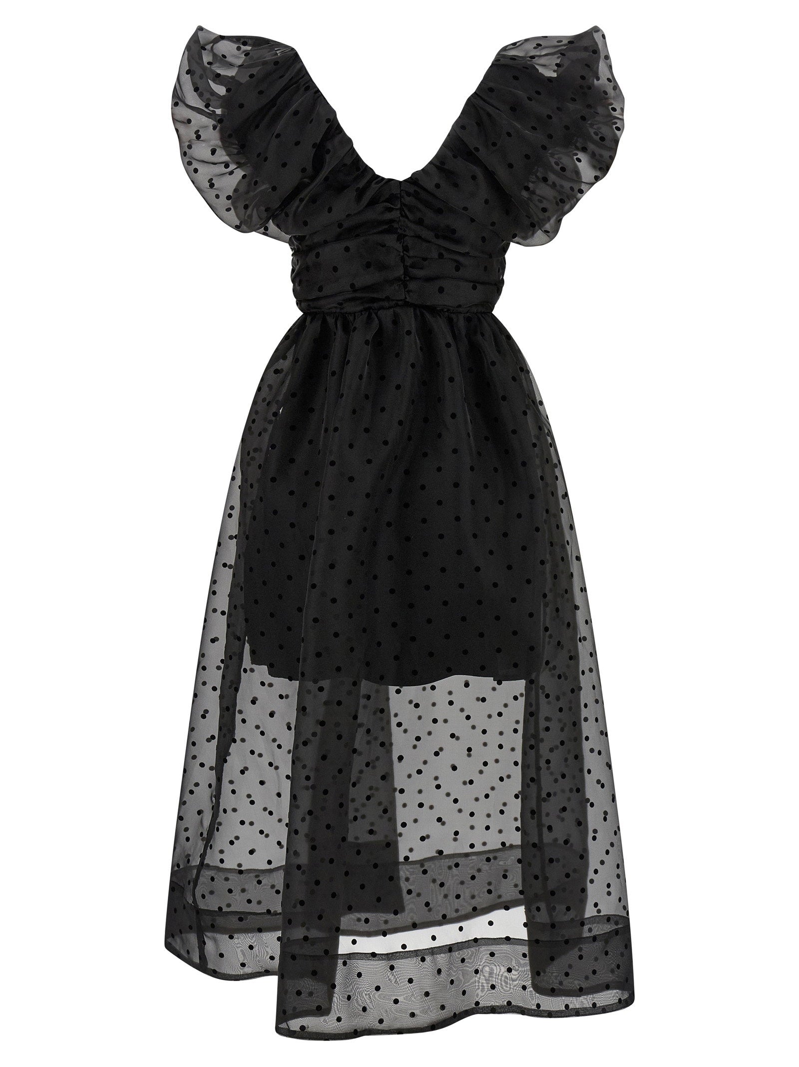 Ganni Black Organza Ruched Dress – 100% recycled polyester - view 2