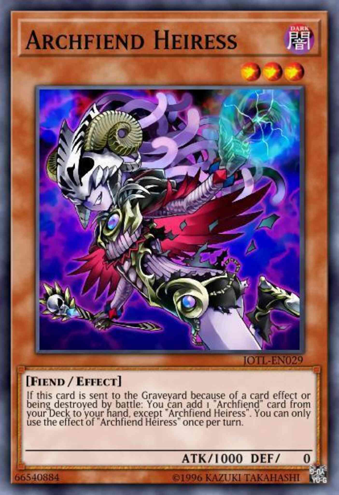 Yu-Gi-Oh! Archfiend Heiress - JOTL-EN029 - Rare - 1st Edition