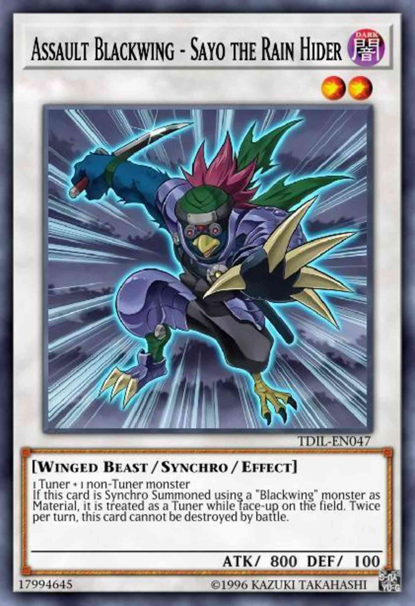 Yu-Gi-Oh! Assault Blackwing - Sayo the Rain Hider - MP17-EN095 - Rare - 1st Edition