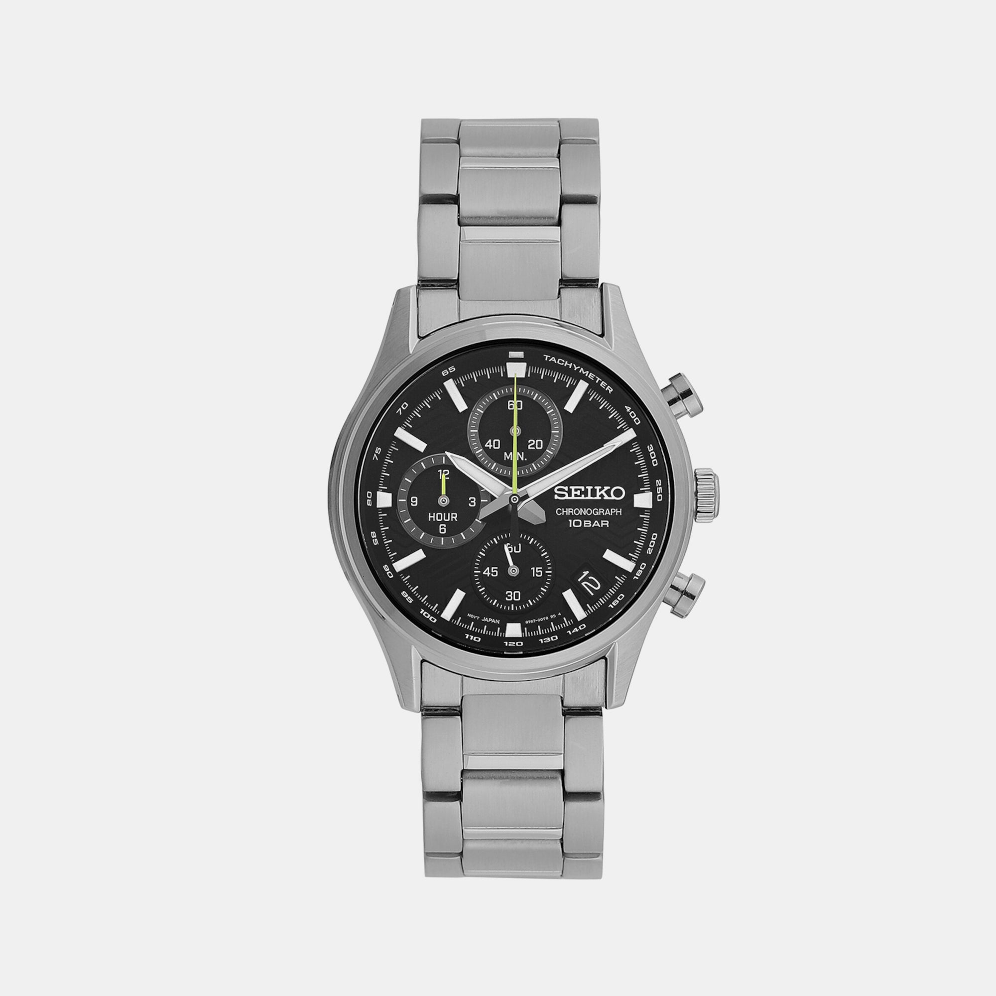 Seiko Dress Men Quartz Black Dial Chronograph Stainless Steel Watch SSB419P1