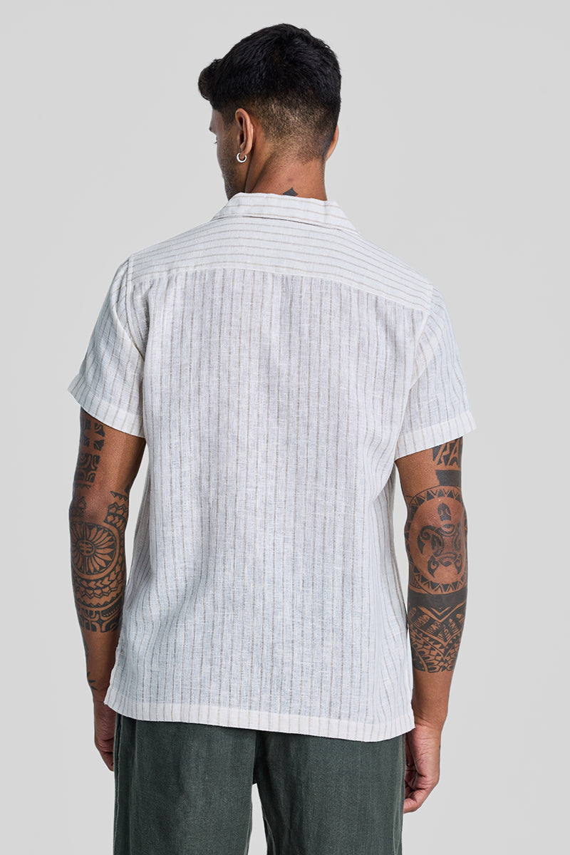 SNITCH Beige Cuban Stripes Shirt - view 7