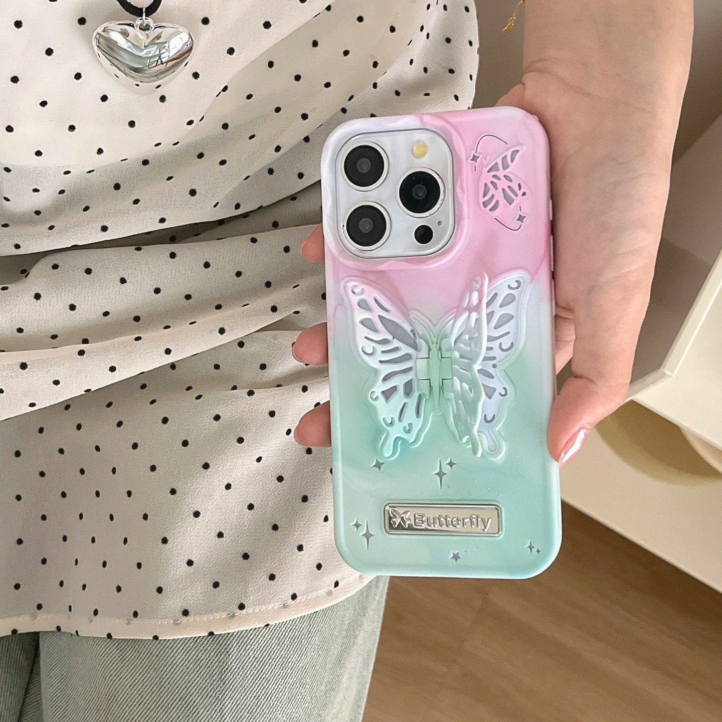 Peeperly Whimsical Macaron Butterfly Stand Case - view 2