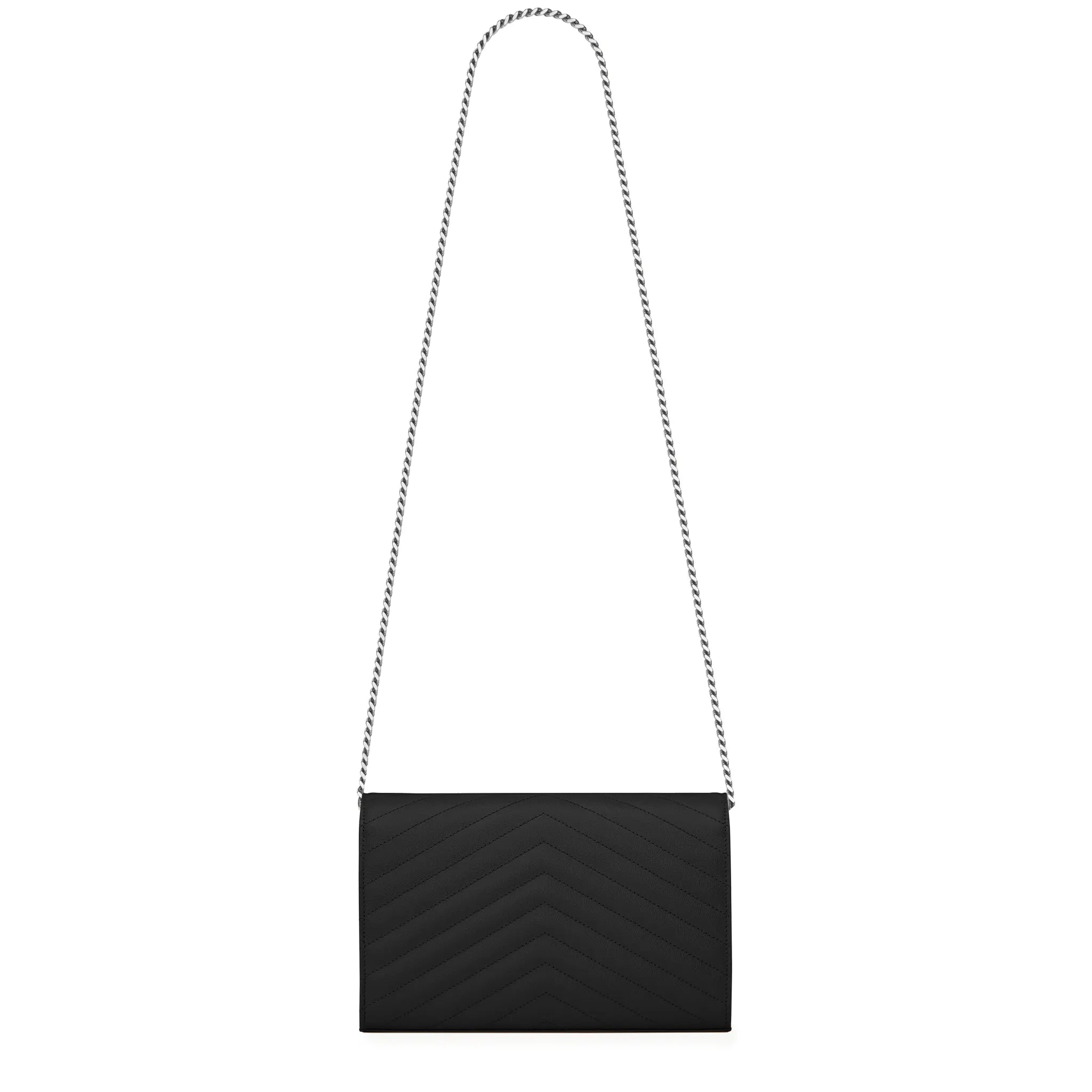 Saint Laurent Monogram Envelope Black Silver Crossbody Bag - view 2