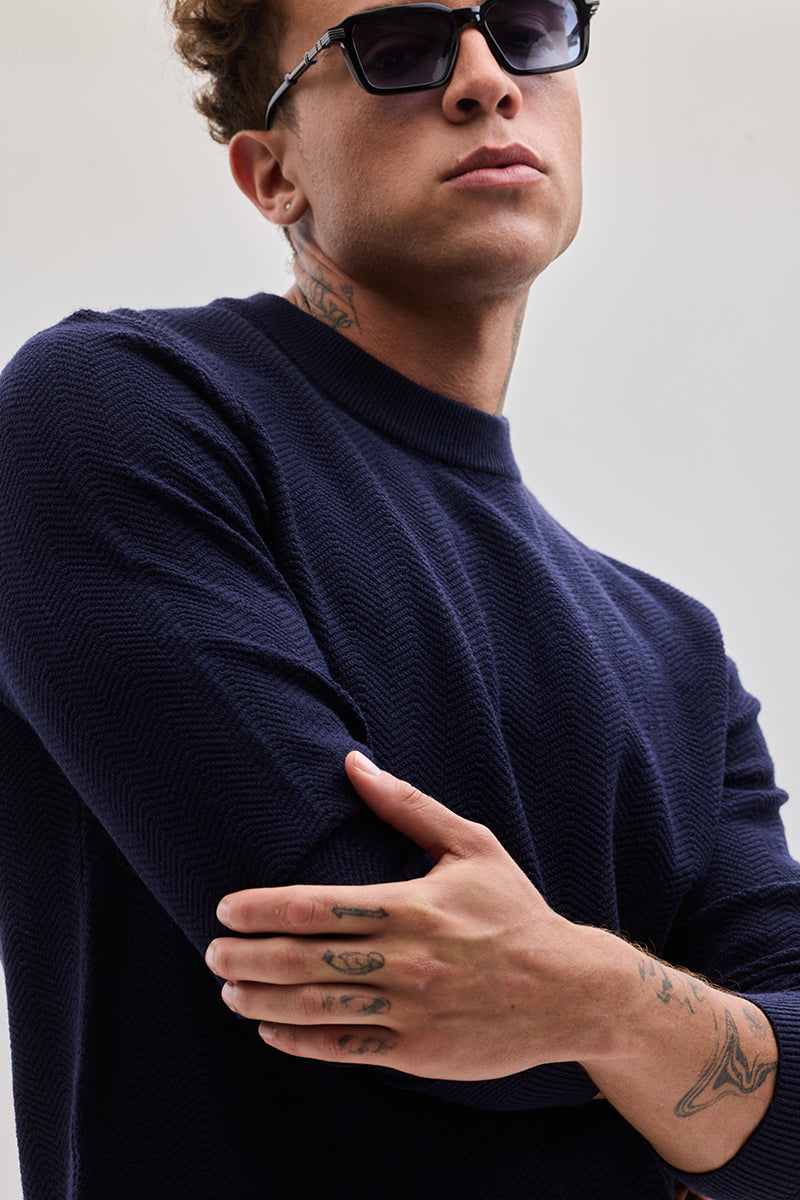 SNITCH Navy Knitted Sweater - view 5