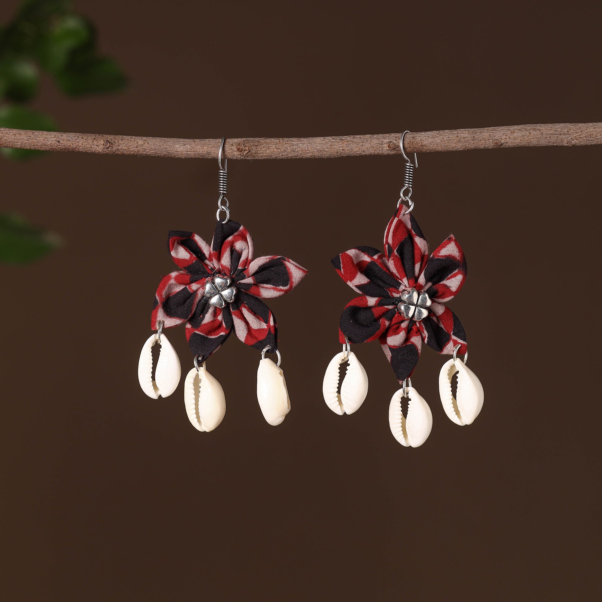 JALPARI Sadhvi Fabart Phool Kali Shell Earrings