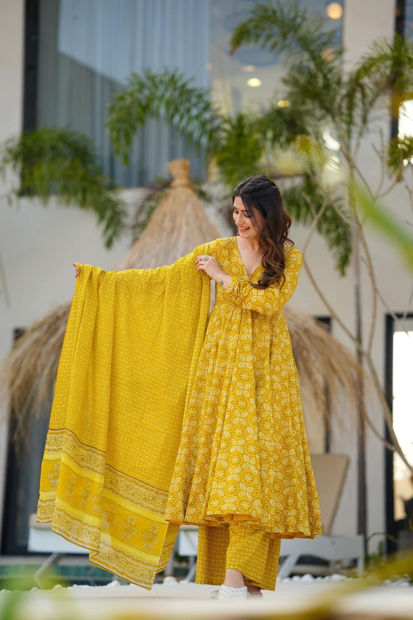 Idaho-o Vastra yellow cotton suit set - view 5