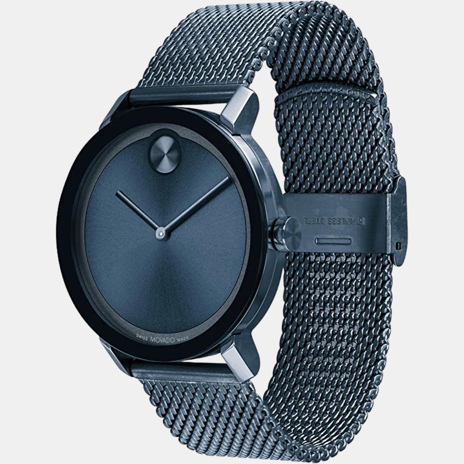 Movado Bold Evolution Men Quartz Blue Dial Analog Stainless Steel Watch 3600793 - view 2