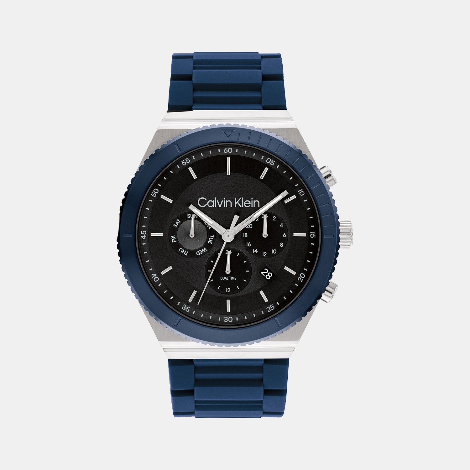 Calvin Klein Ck Fearless Men Quartz Black Dial Chronograph Silicone Watch 25200307