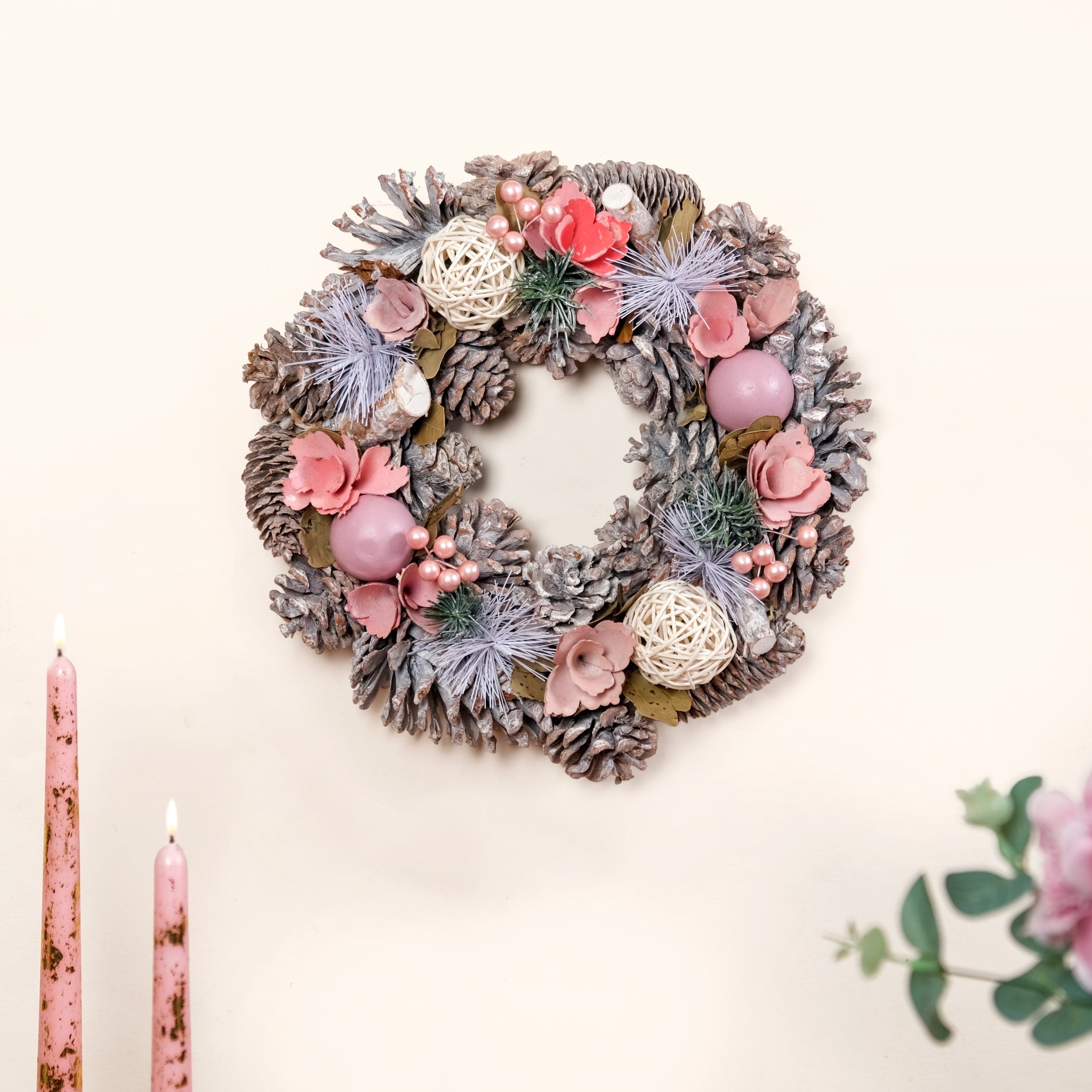Nestasia Snow Kissed Holiday Wreath For Sustainable Home Decor
