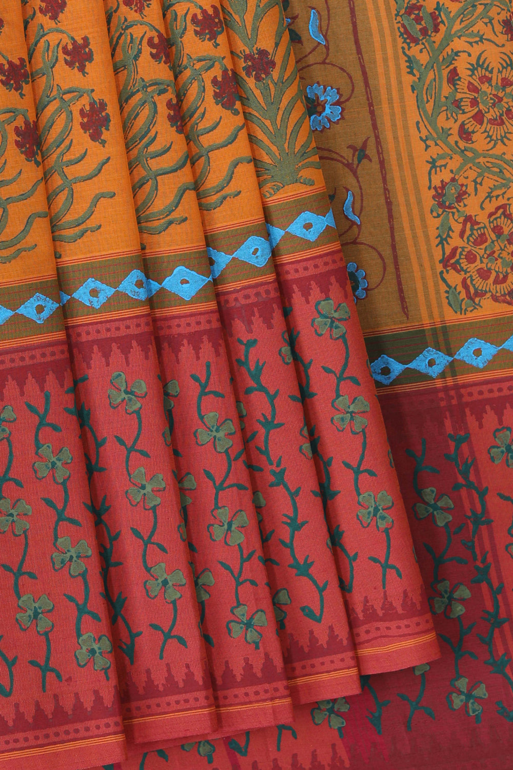 Kalanjali Ethnics Hand block printed cotton saree