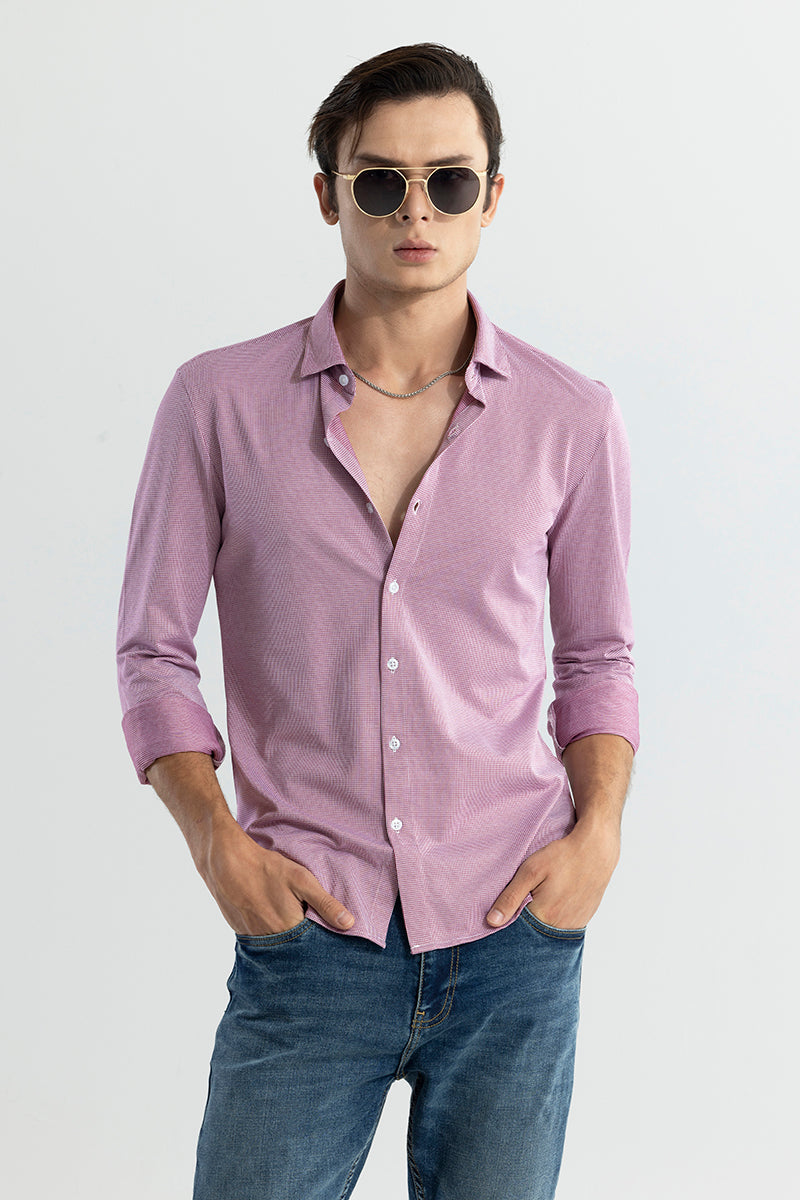 SNITCH EasyFlex Self Design Coral Pink Shirt