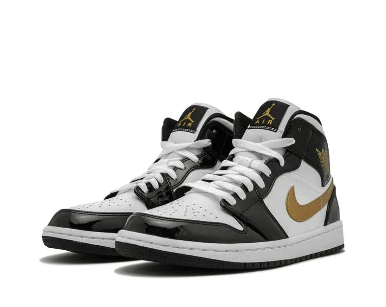 Sneaker Cafe Mumbai Jordan 1 Mid Patent Black White Gold - view 2