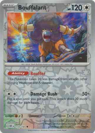Uncommon sv03-174 reverse – Pokémon Bouffalant - 174/197 - Uncommon [sv03-174] [Reverse Holo]