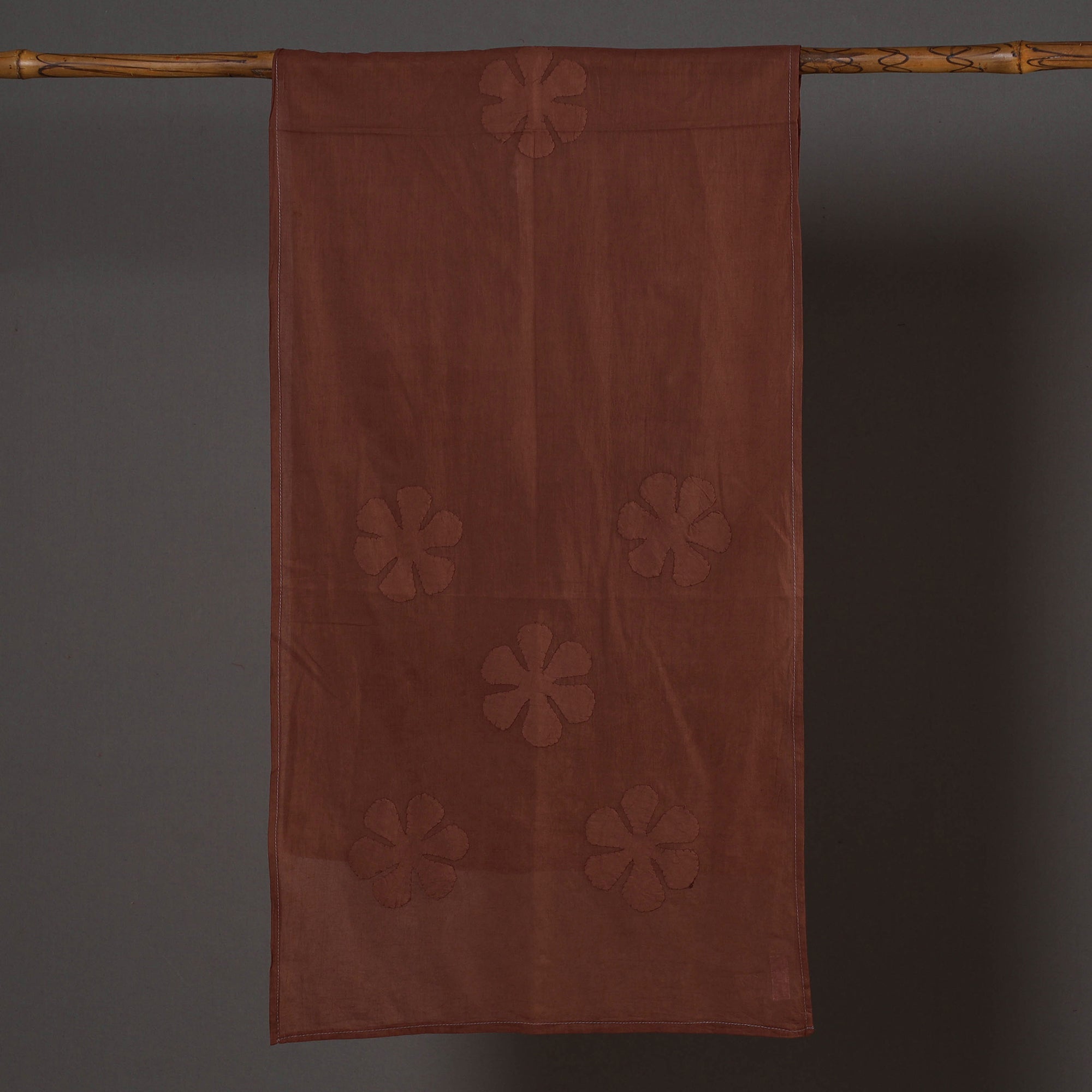 SHADES OF MARUDHARA Brown - Barmer Applique Cut Work Mul Cotton Stole - view 2