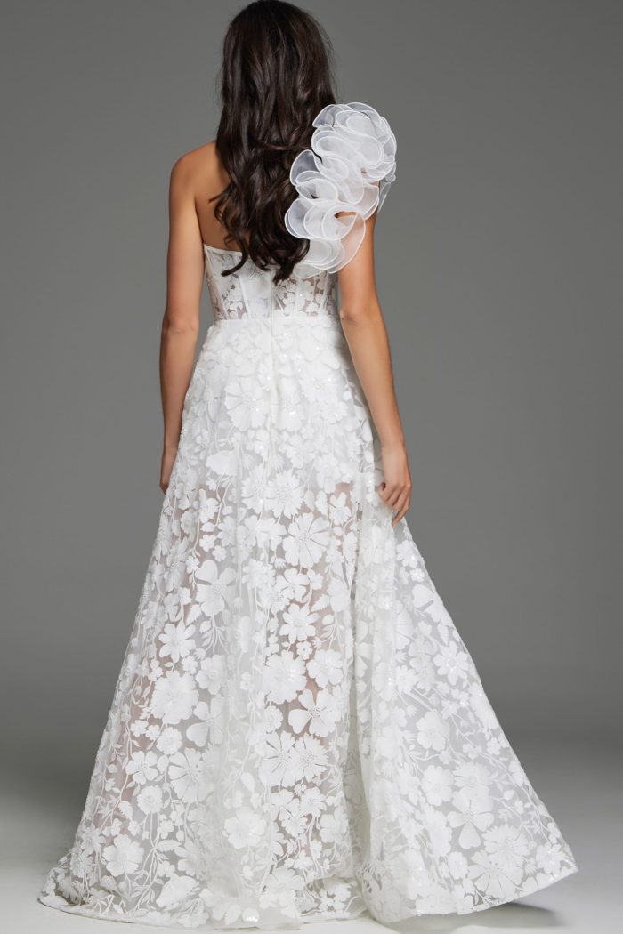 Jovani JB43331 Floral Lace Bridal Gown Long Print Wedding Dress - view 2