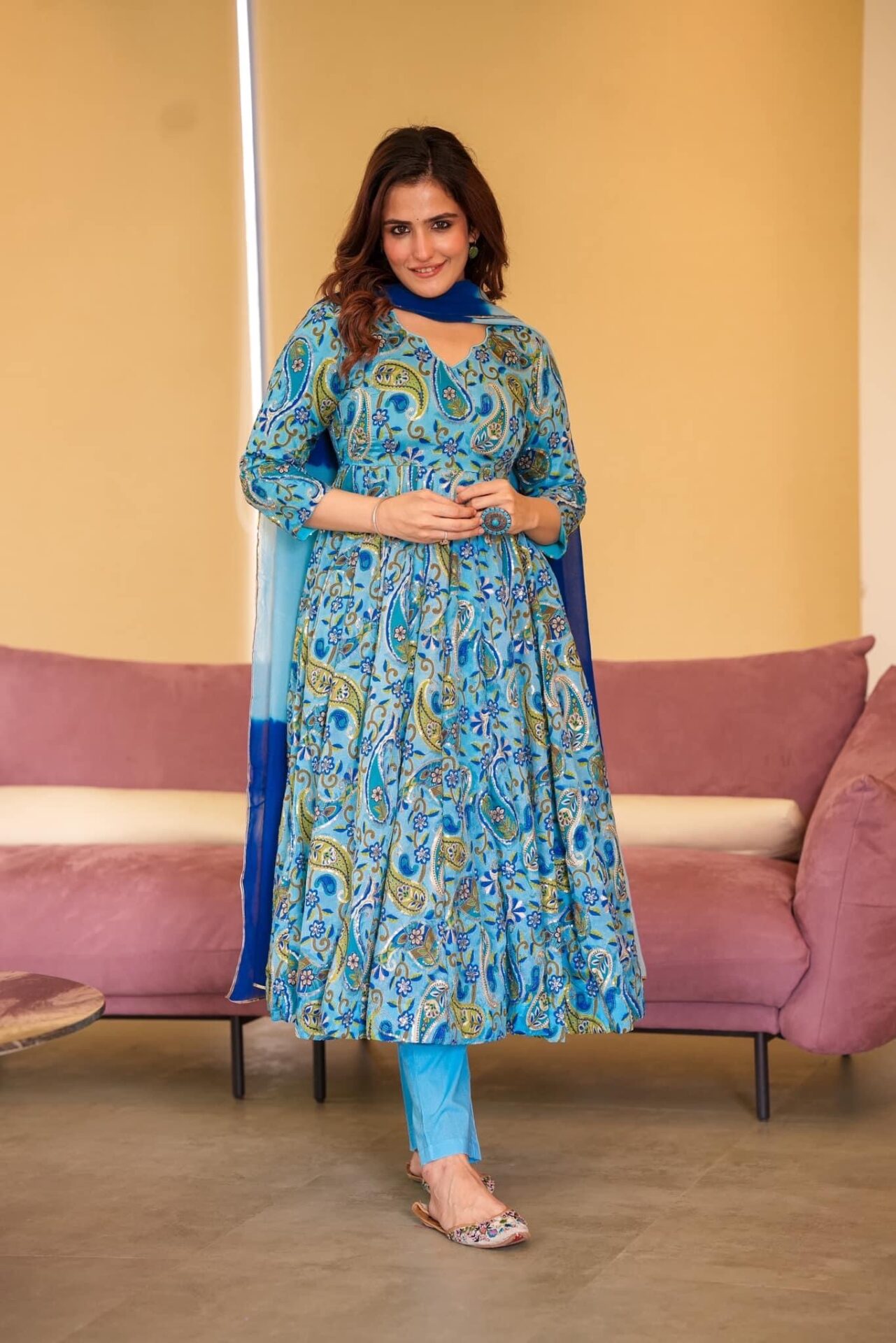 Idaho-o Raabta blue embroidered suit set