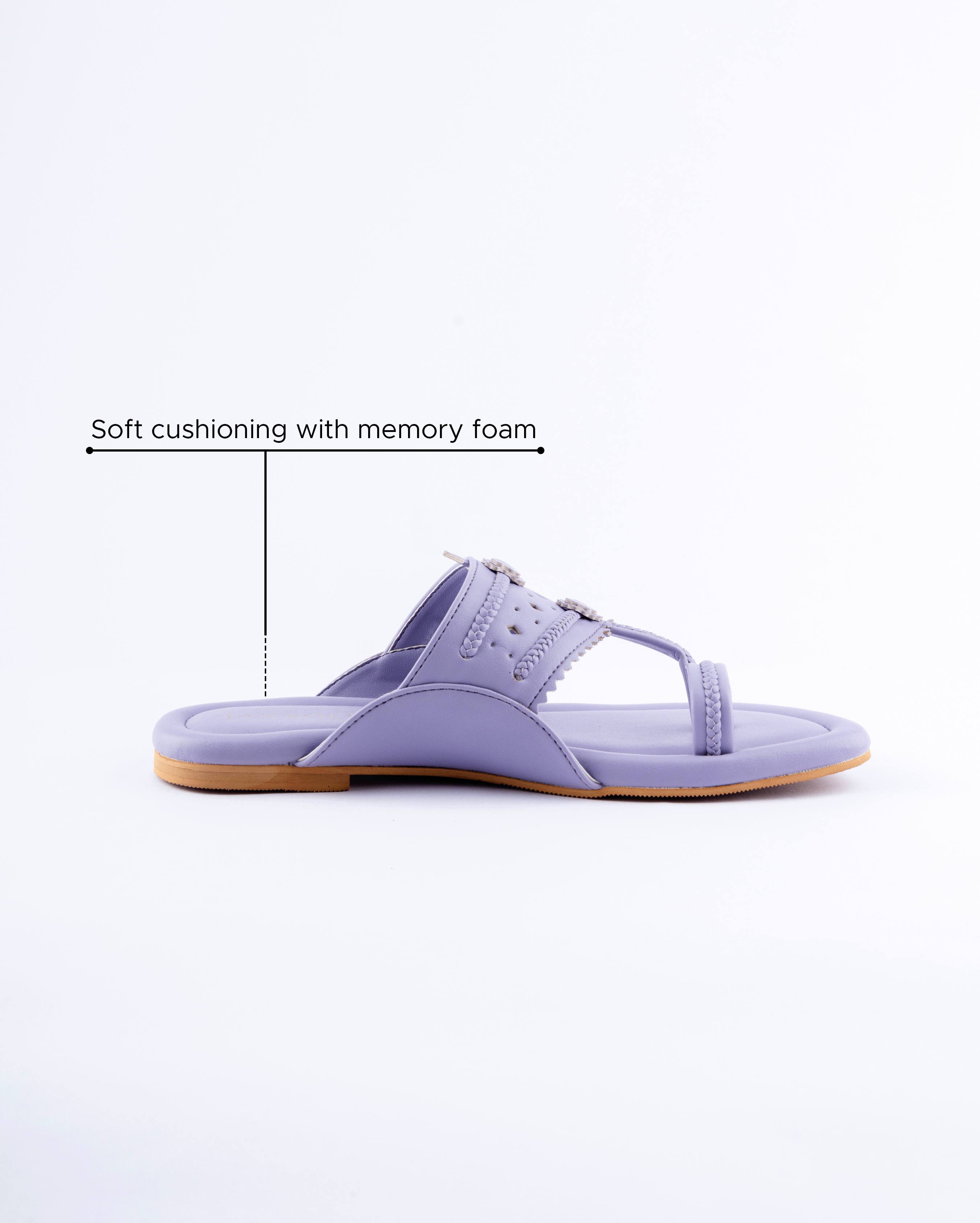 Jaysole Chatelle Lavender Solid Kolha Flats - view 4