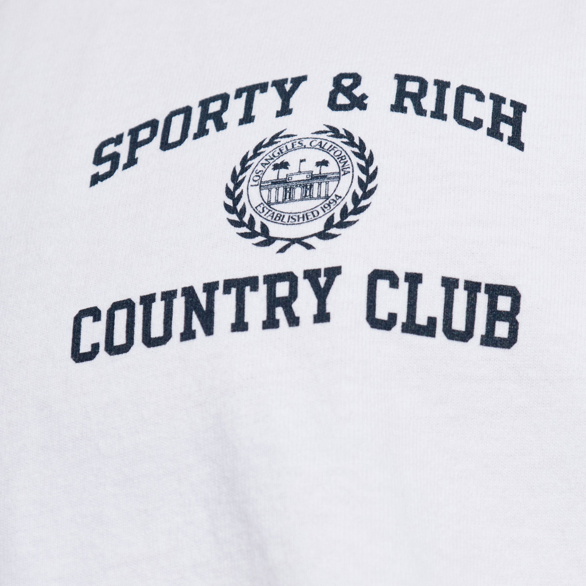 Sporty & Rich | Varsity Crest T-shirt { White/navy - view 5