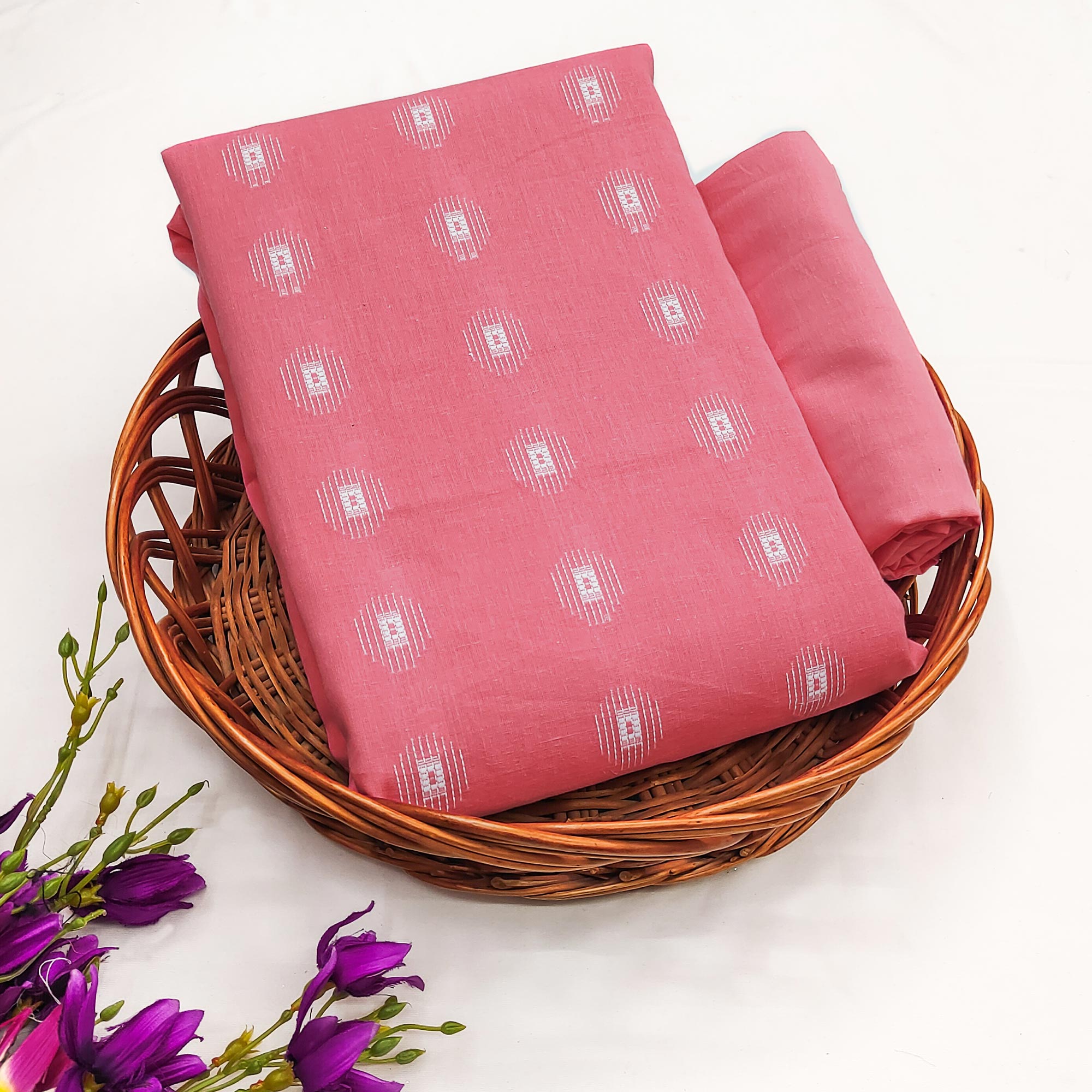 Peachmode Gajari Pink Woven Pure Cotton Dress Material