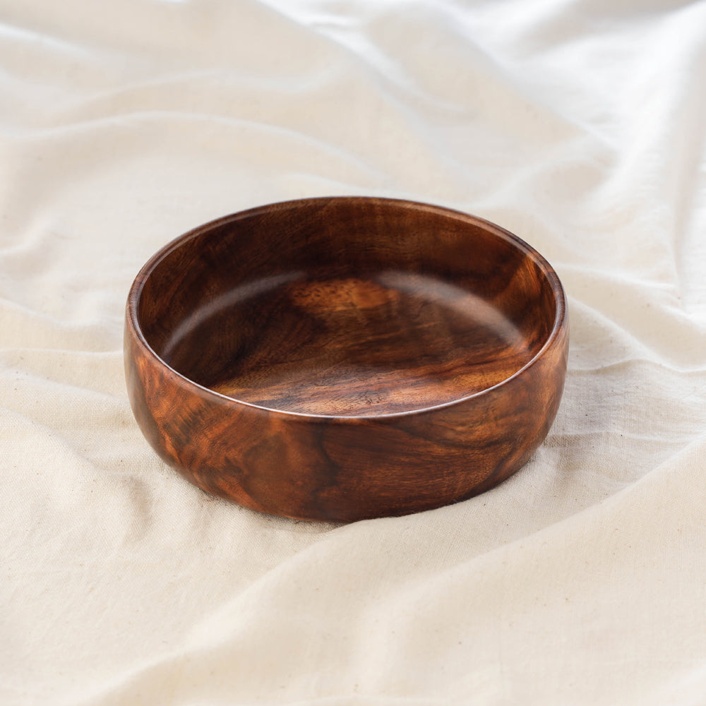 HAVELI CHRONICLES Brown - Handcrafted Sheesham Wooden Bowl (6 x 6 in)