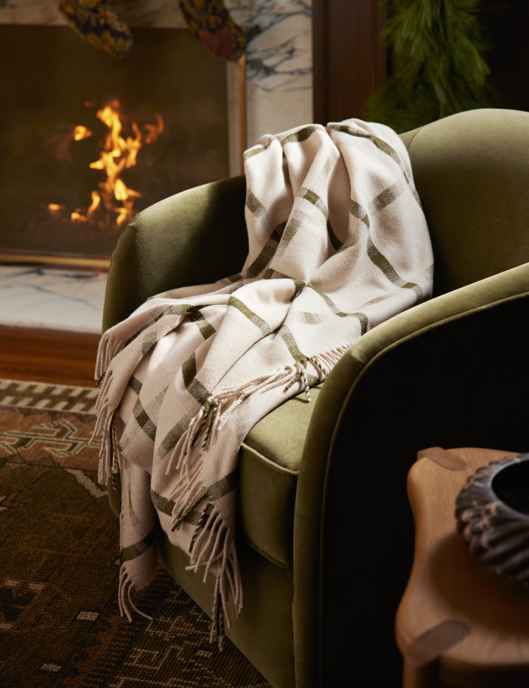 Lulu and Georgia Atwood Lambswool Throw – Pear - view 2