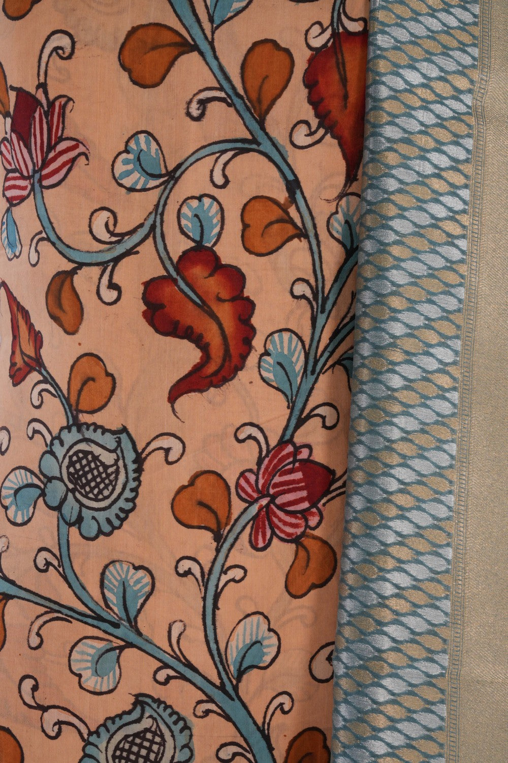 Kalanjali Kalamkari Unstitched Suit With Dupatta (2 Pcs Set) - view 2
