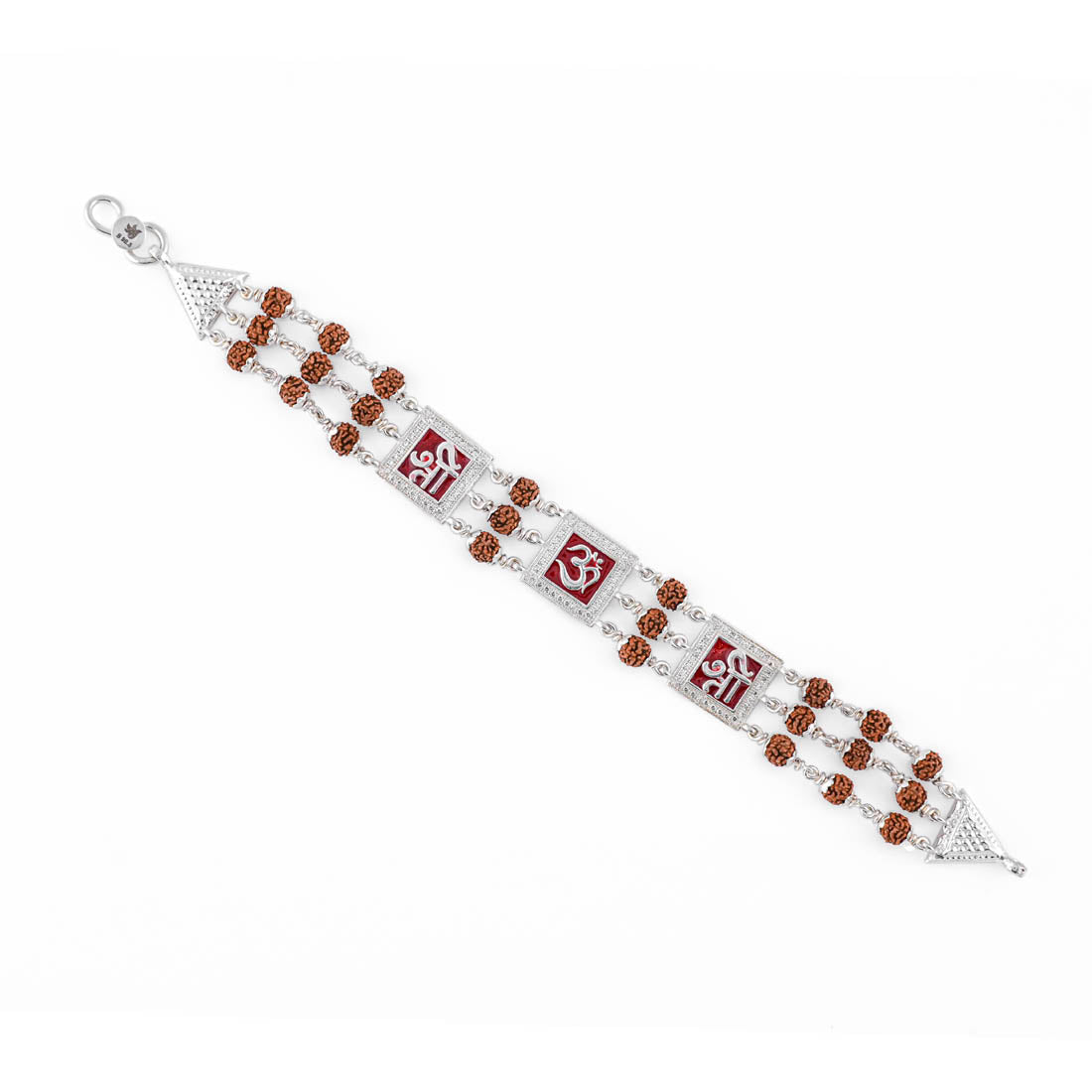 Prinjal Jewellers Rudraksha Silver Om With Shree Tripal Line Bracelet - view 4