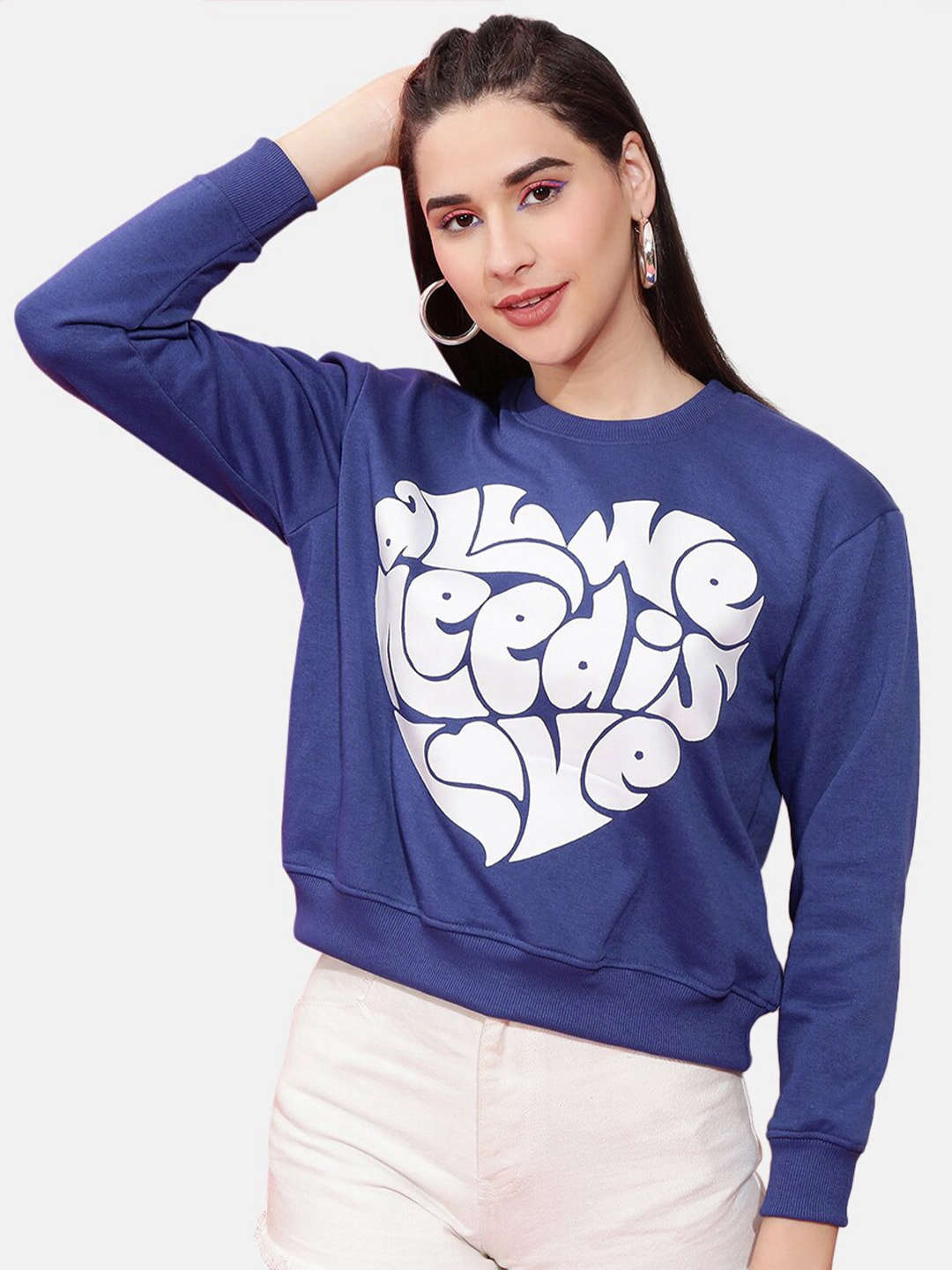 Freehand By The Indian Garage Co Women's Solid Regular Fit Sweatshirt