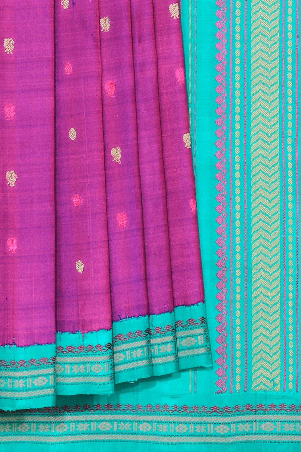 Kalanjali Gadwal Silk Violet Saree – Women's