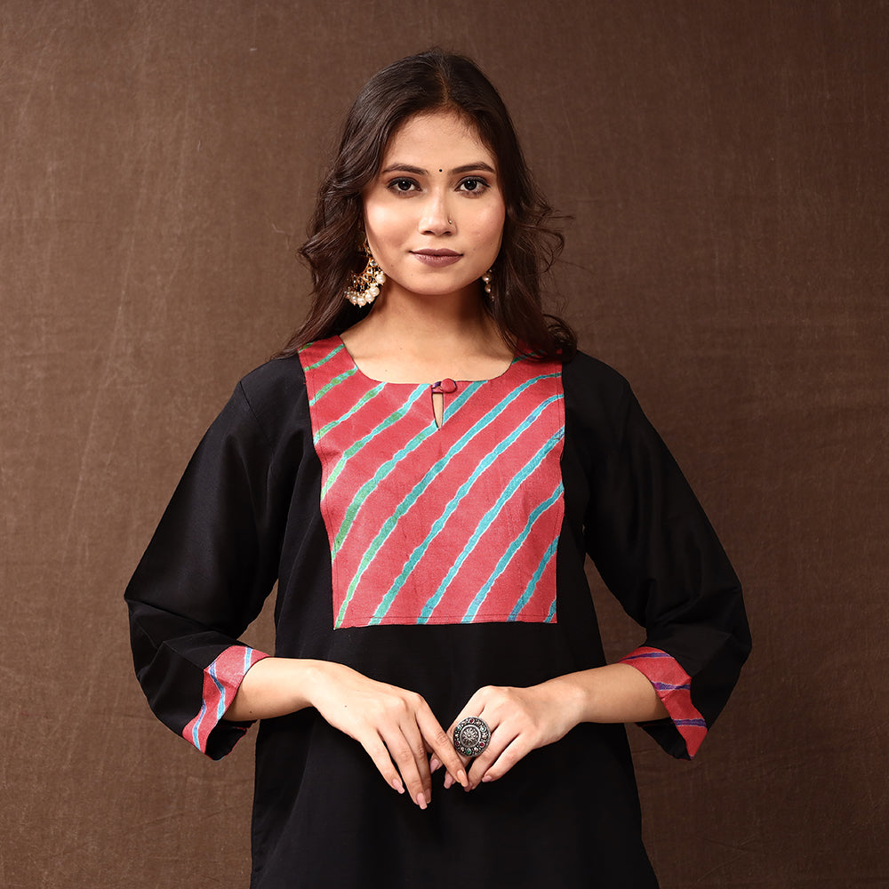 ITOKRI CASUALS Black - Silk Plain Long Straight Kurta