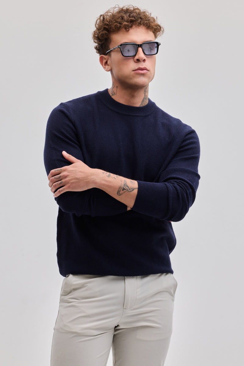SNITCH Navy Knitted Sweater - view 4