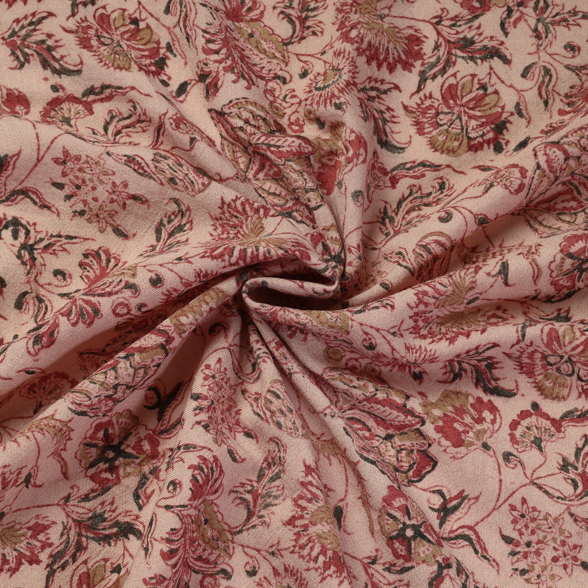 PITCHUKA SRINIVAS KALAMKARI PEDANA Brown - Pedana Kalamkari Block Print Handwoven Wool Fabric - view 3