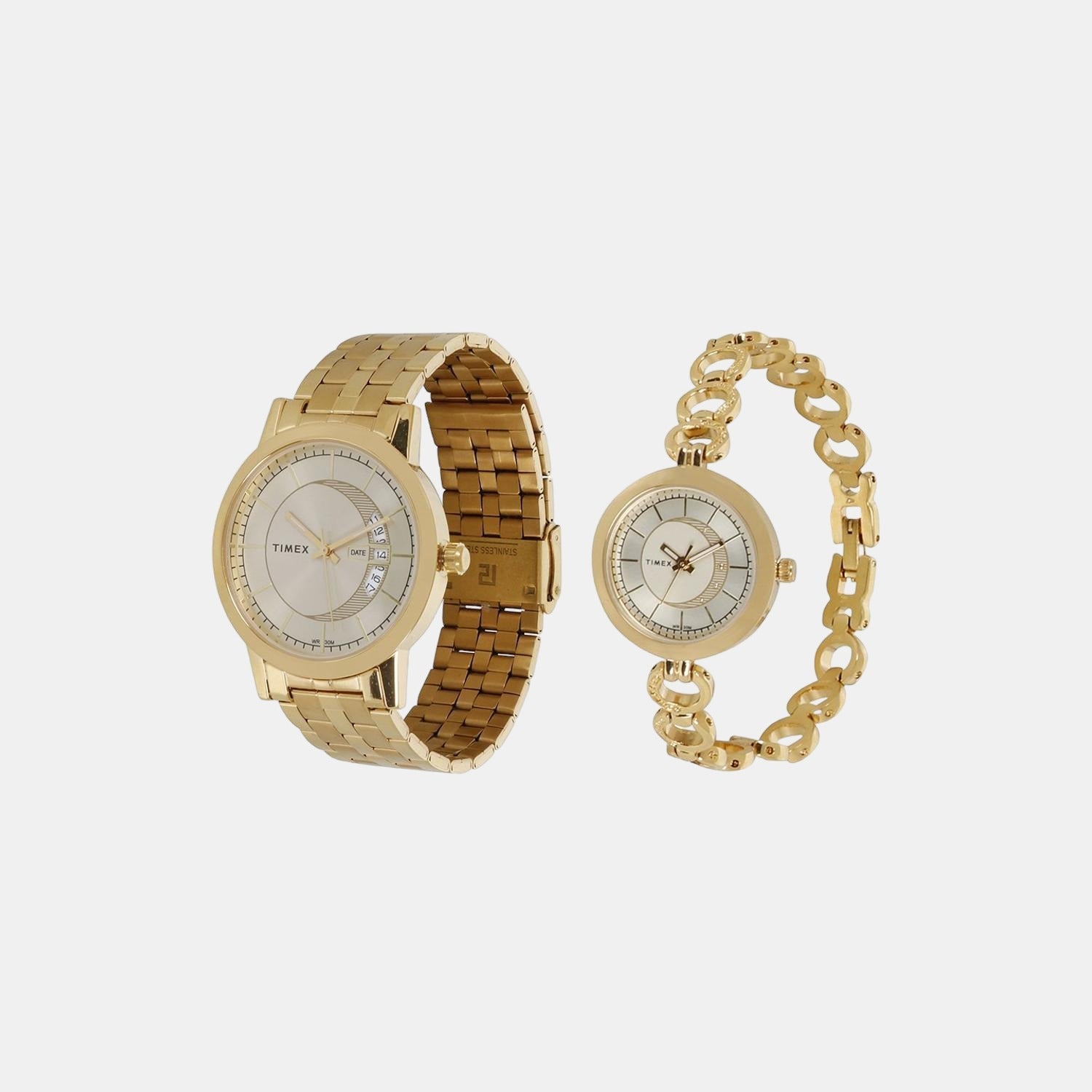 Timex Couple Quartz Gold Dial Analog Stainless Steel Watch TW00PR229 - view 4