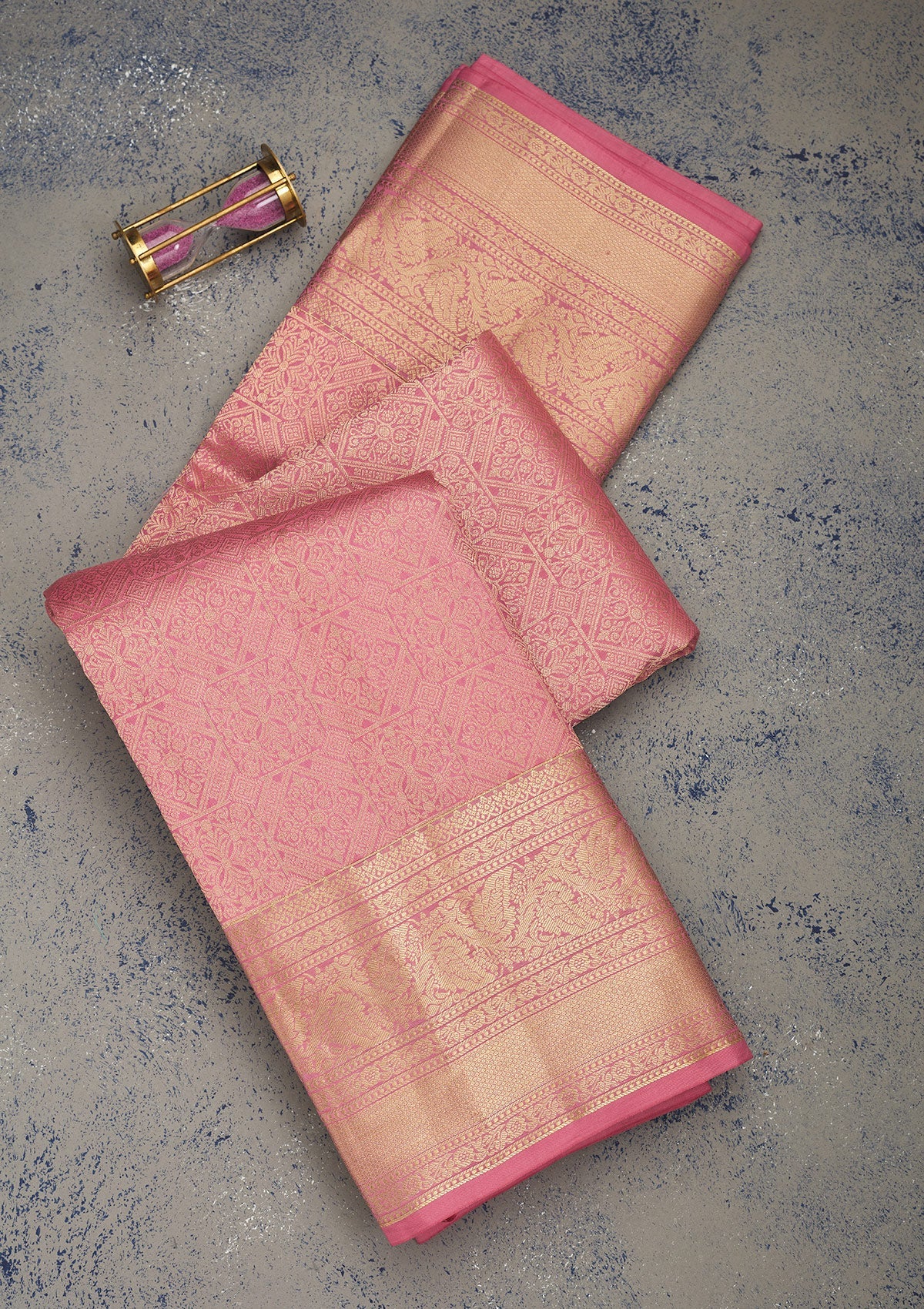 Koskii Onion Pink Zariwork Pure Silk Saree – Women's