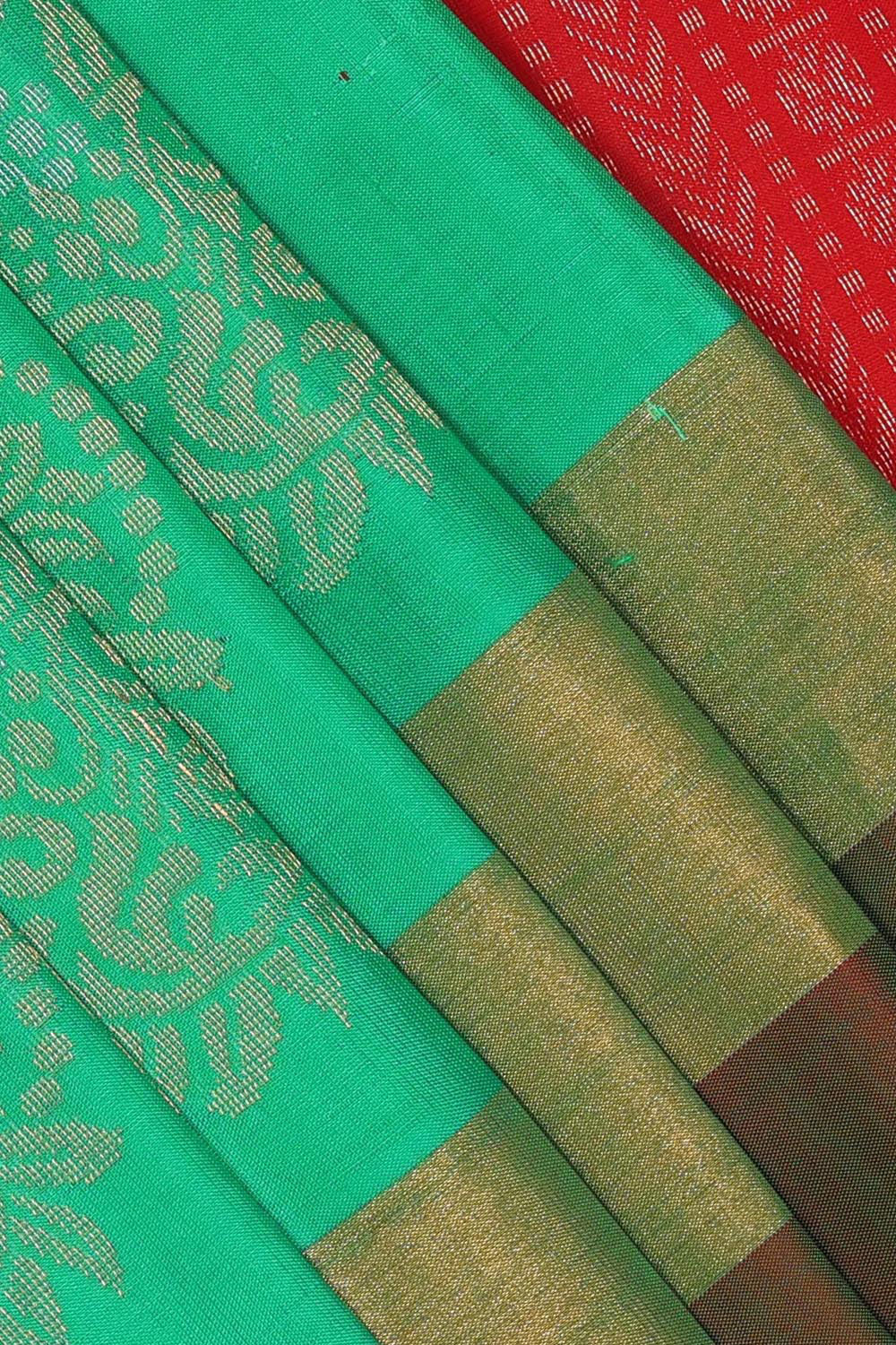 Kalanjali Gorgeous Sea Green Saree – Women's - view 2