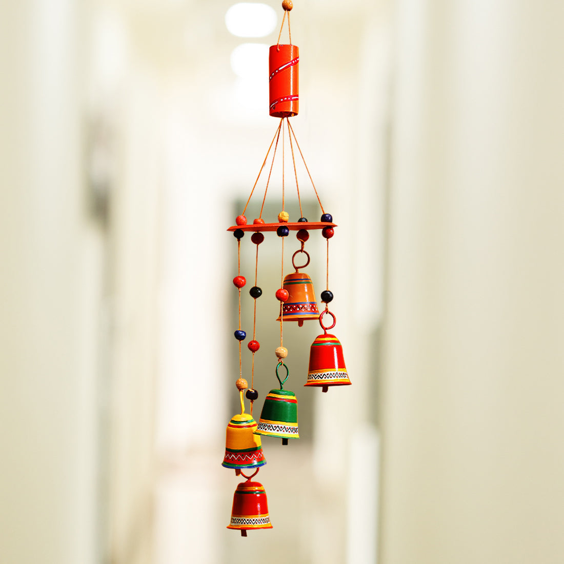 EXCLUSIVELANE 'Breezy Chiming' Handpainted Decorative Wind Chime In Metal