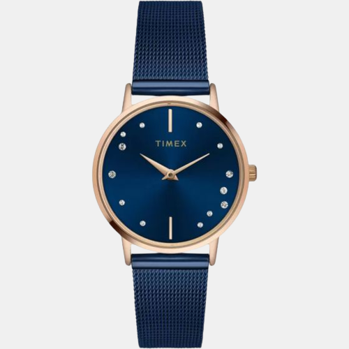 Timex Fashion Women Quartz Blue Dial Analog Stainless Steel Watch TWEL15604