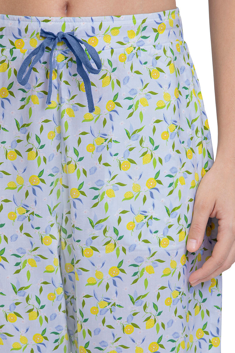 Amante Capri Length Pyjama Bottom - Lemon Leaf Pr - view 5