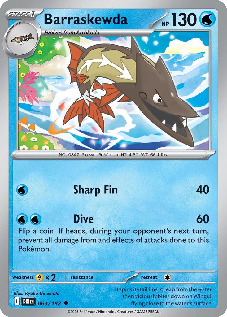 Uncommon sv10-063 non-holo – Pokémon Barraskewda - 063/182 - Uncommon [sv10-063] [Non-Holo]