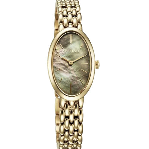 Titan Aura Quartz Analog Mother Of Pearl Dial Stainless Steel Strap Watch for Women 22mm NT95246YM01 - view 2