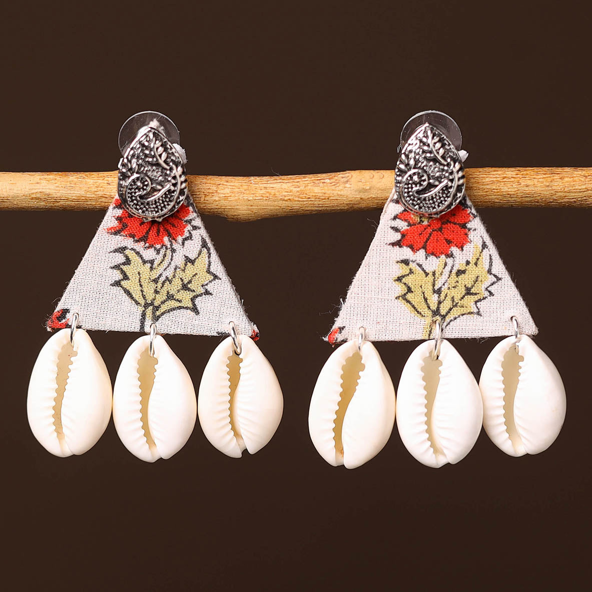 JALPARI Aliya Handcrafted GS & Shell Work Fabart Earrings - view 2