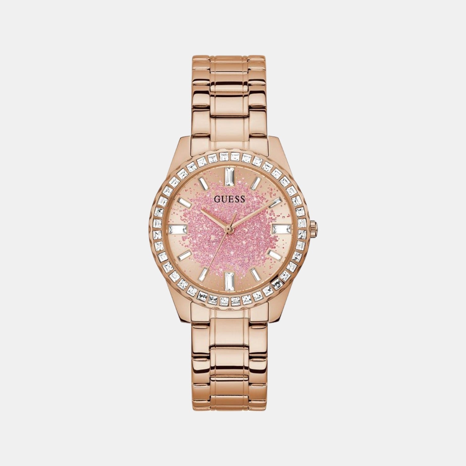Guess Glitter Burst Women Quartz Rose Gold Dial Analog Stainless Steel Watch GW0405L3