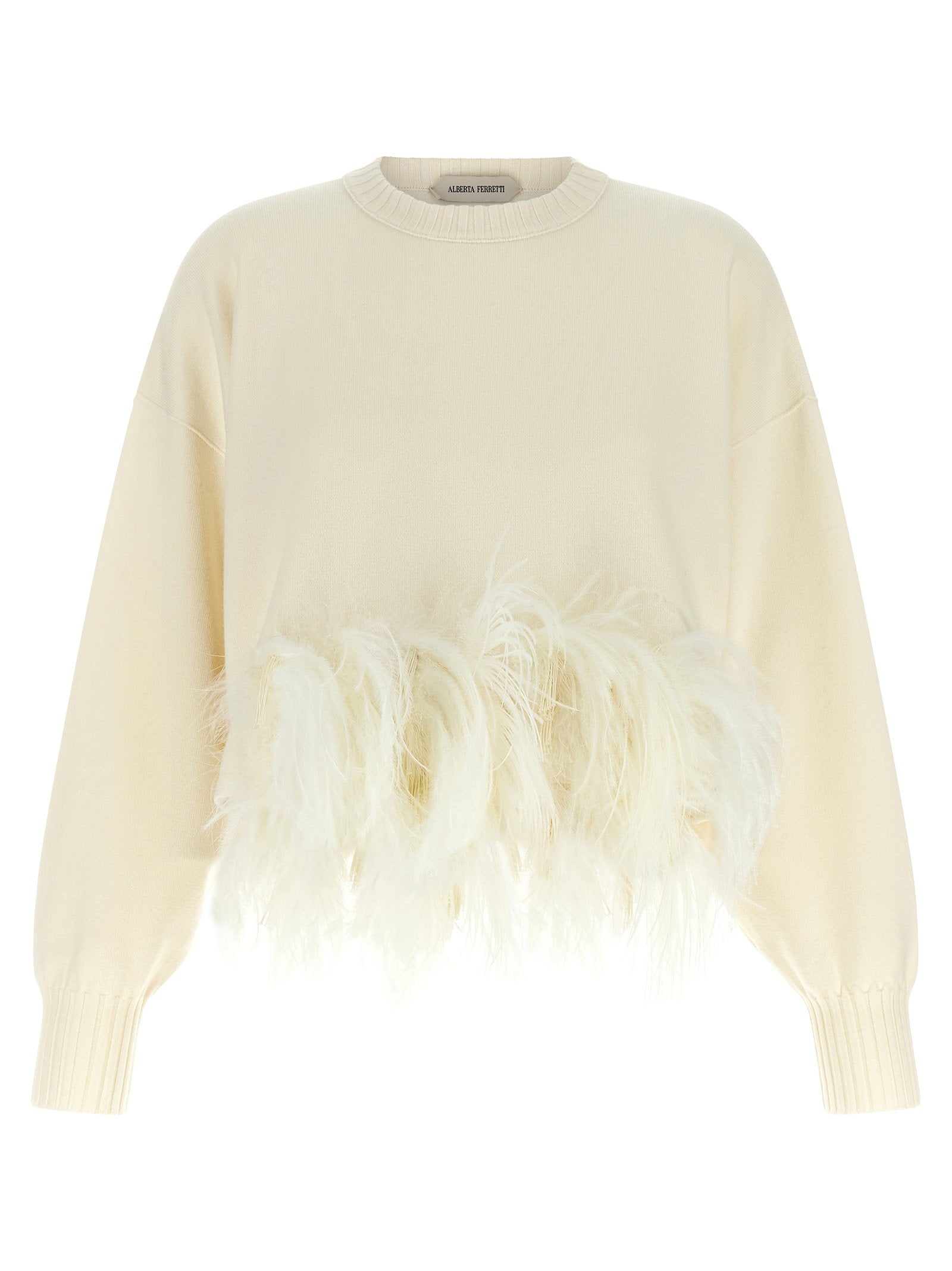 Alberta Ferretti Feather Cropped Sweater – 90% wv, 8% pa, 2% ea