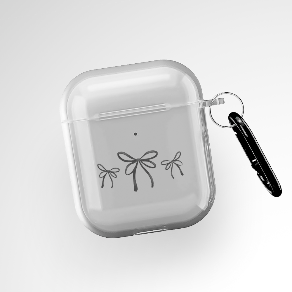 Cover It Up Black and White Bow Clear Airpods 1st Gen Case Covers