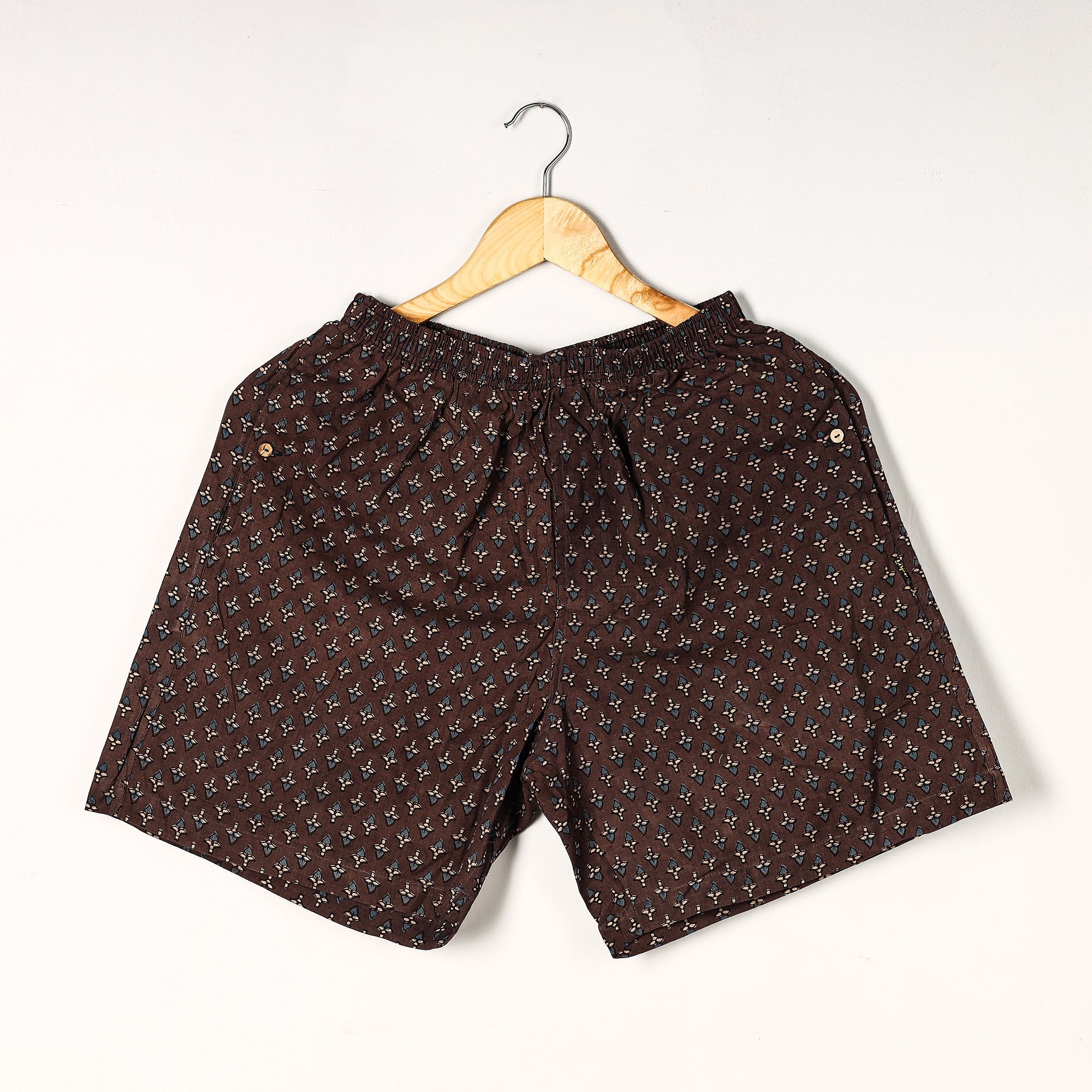 Unisex boxer shorts – ITOKRI CASUALS Brown - Ajrakh Block Printed Cotton Unisex Boxer/Shorts