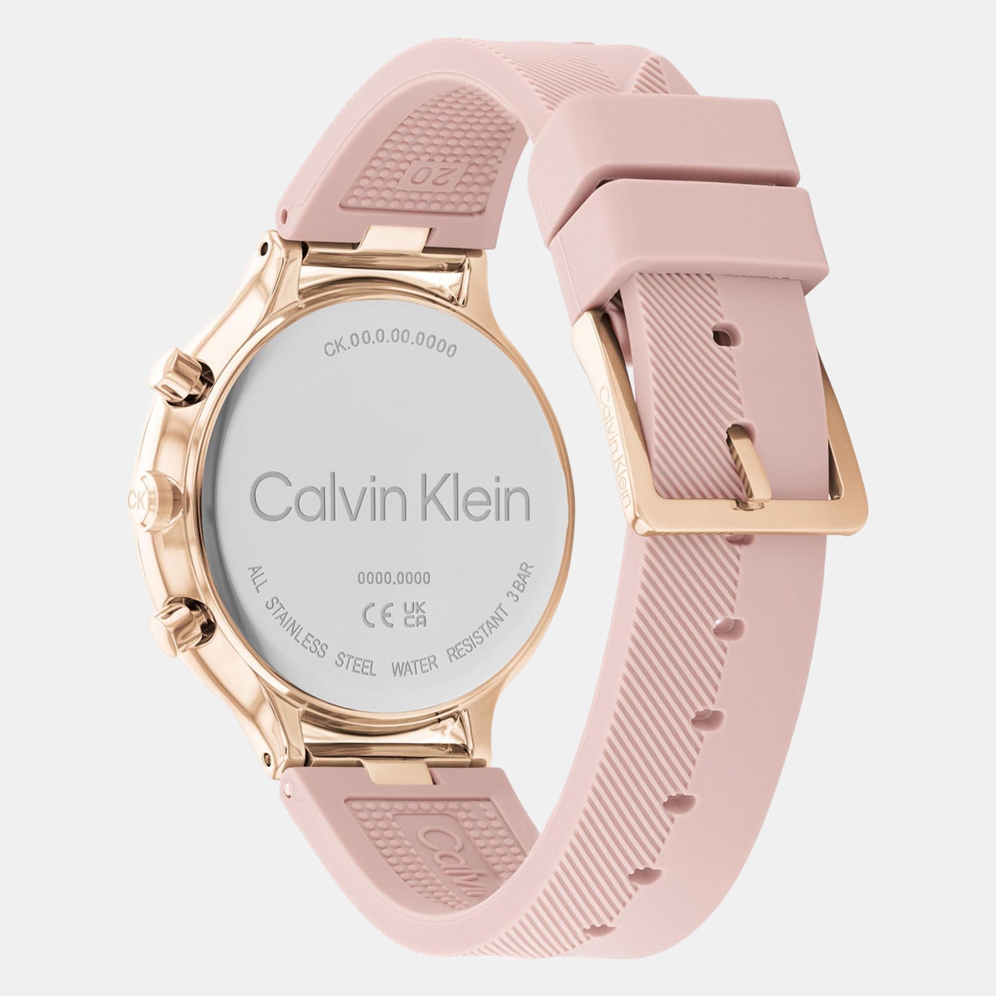 Calvin Klein Energize Women Quartz Pink Dial Chronograph Silicone Watch 25200243 - view 3