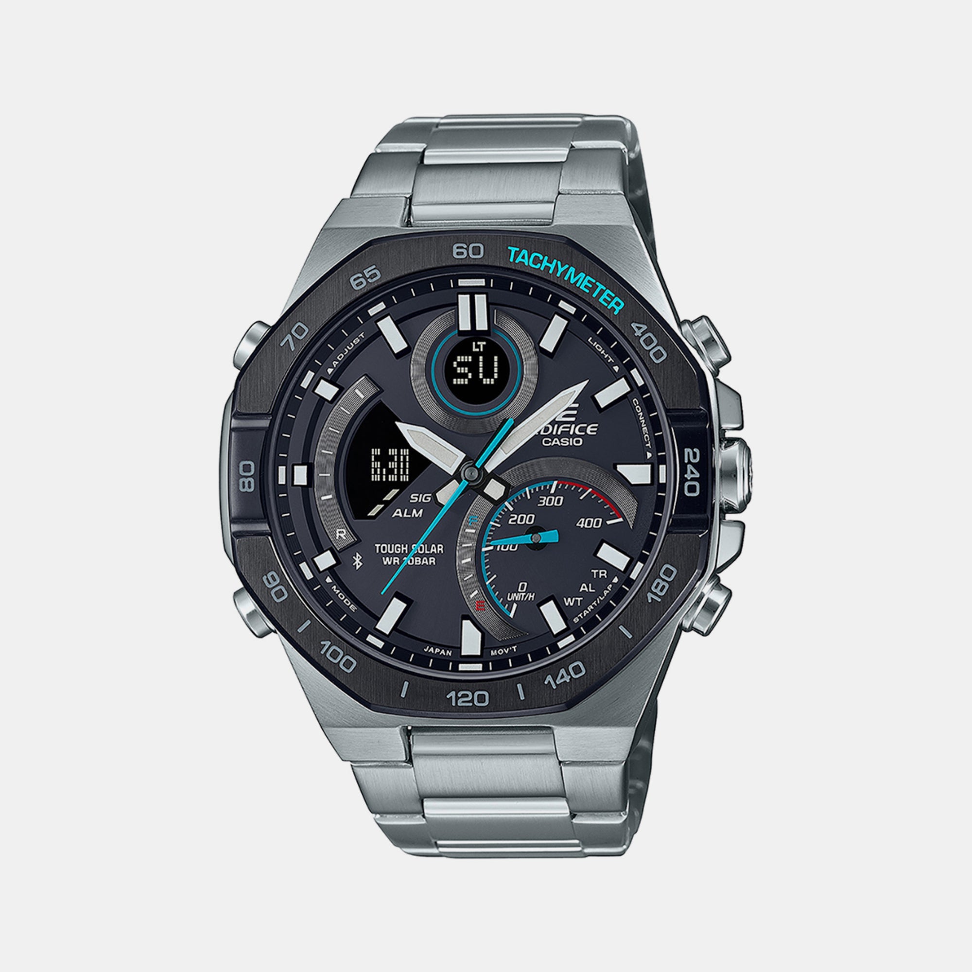 Casio Edifice Men Quartz Black Dial Analog-Digital Stainless Steel Watch EX554