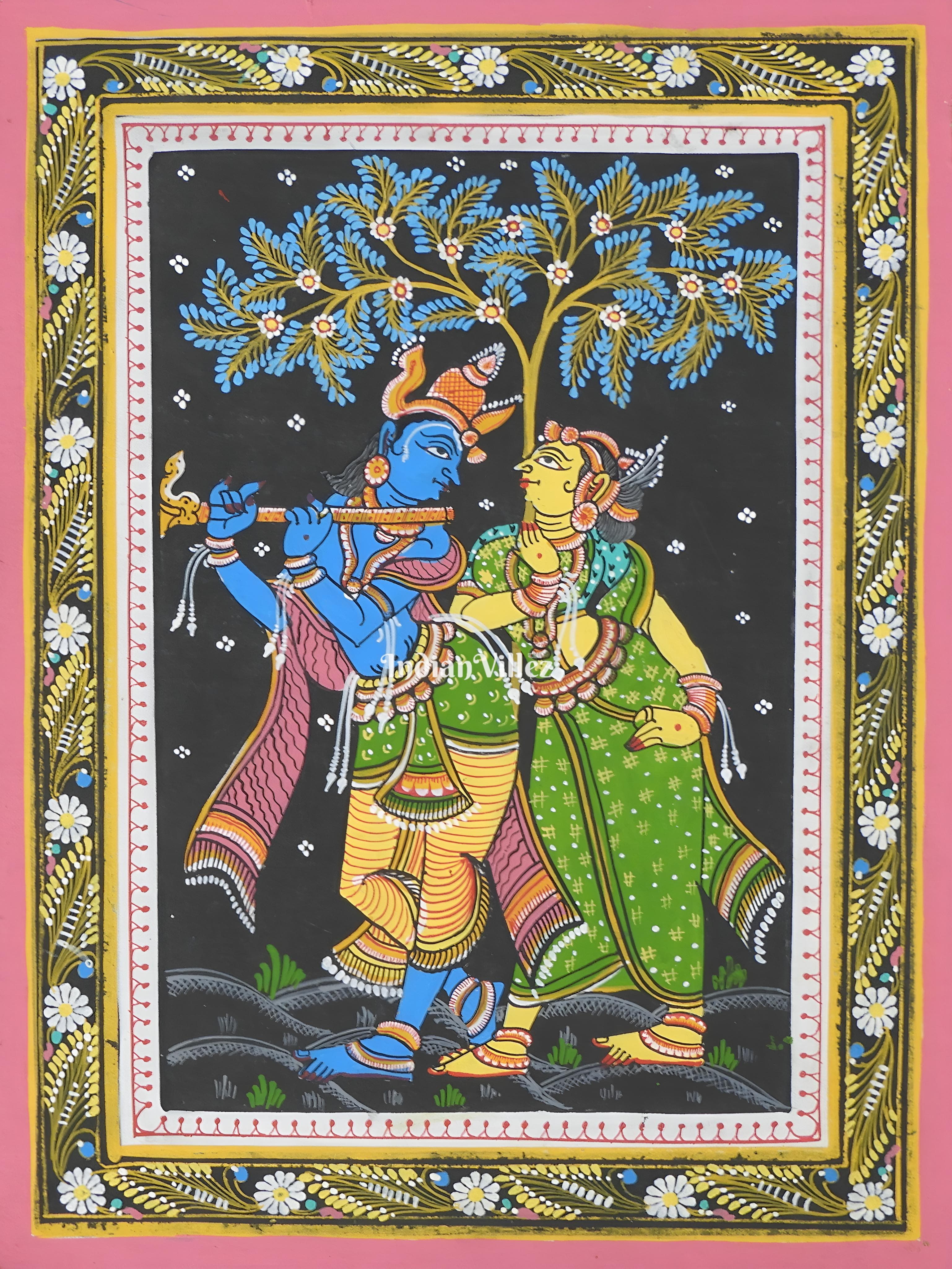 IndianVillèz Radha Krishna Pattachitra Wall Painting